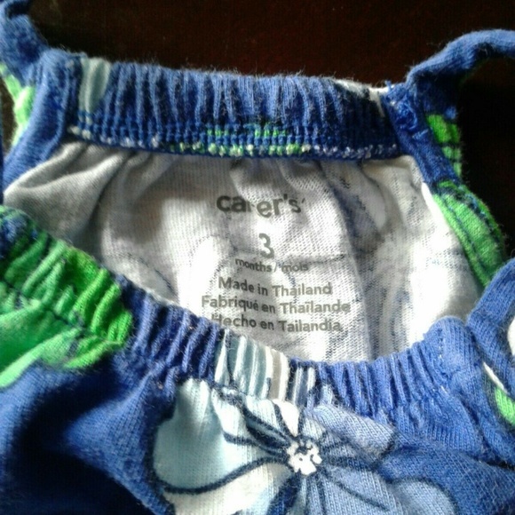 Carters Girls Size 3 Months Blue Floral Top & Bot - Picture 3 of 7